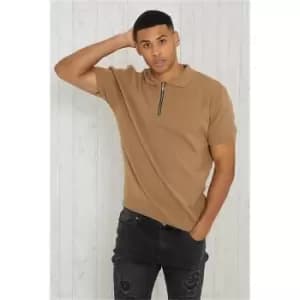 I Saw It First Beige Slim Fit Half Zip Knitted Top - Beige