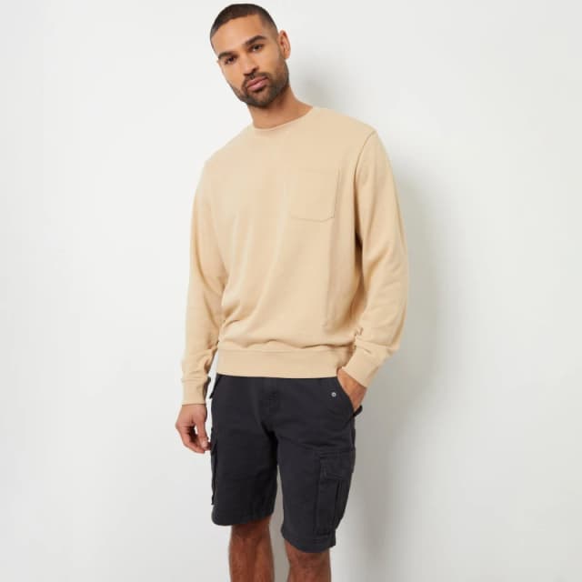 Threadbare 'Bubba' Crew Neck Sweatshirt with Pocket Stone