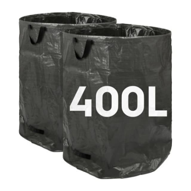 Harbour Housewares 400L Garden Waste Bags With Handles - Black - 2X Large Strong Reusable Plastic Heavy Duty Gardening Rubbish Refuse Sacks