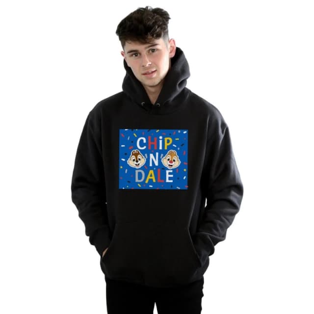 Disney Men Chip N Dale Blue Frame Hoodie in Black Size: Small Black S Male 5059114358120