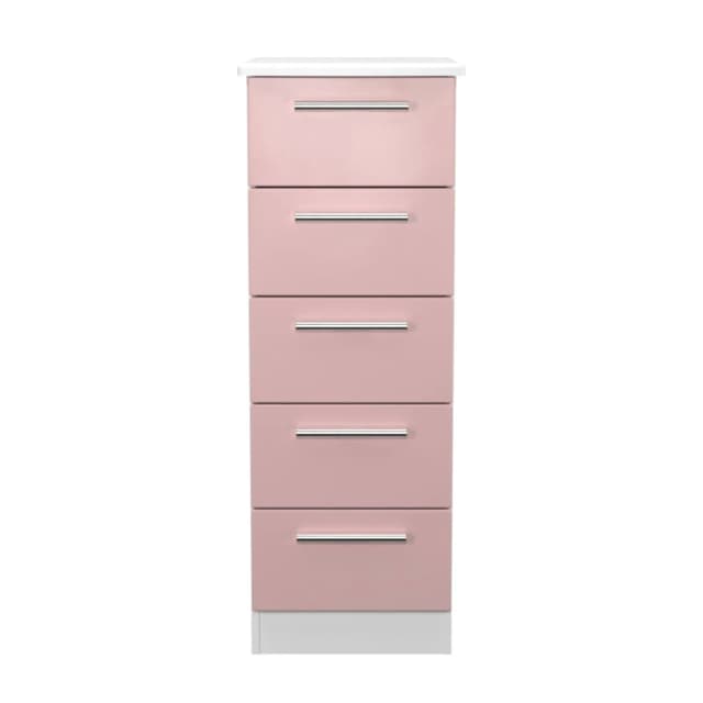 Ready Assembled Matt Pink & White 5 Drawer Chest Of Drawers (H)1075mm (W)395mm (D)415mm