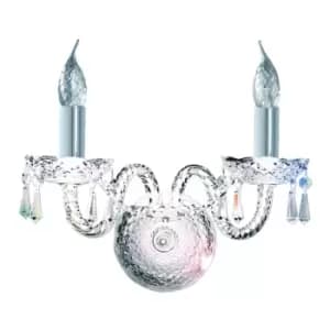 Hale Indoor Candle Wall 2 Light Chrome with Crystals, E14