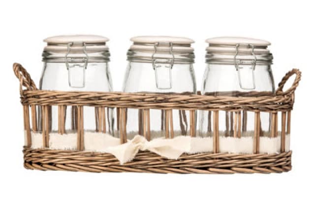 Premier Housewares Country Cottage Glass Storage Jars - Set of 3 Grey