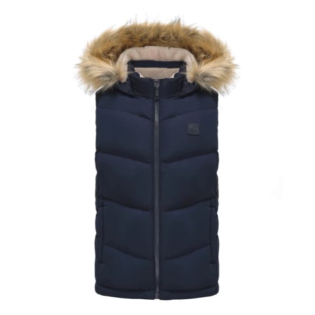 SoulCal Womens 2Zip Detachable Hood Padded Gilet Navy female 8 (36)