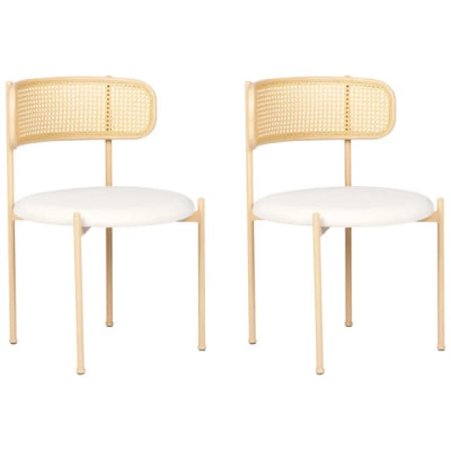 Beliani Set Of 2 Dining Chairs Andover Metal Light Beige