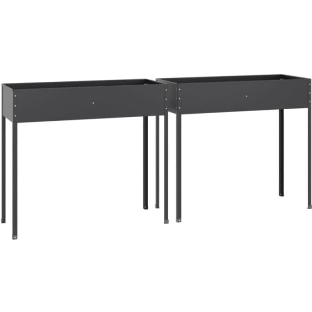 vidaXL Garden Planters 2 pcs Anthracite Galvanised Steel, Grey 3154237