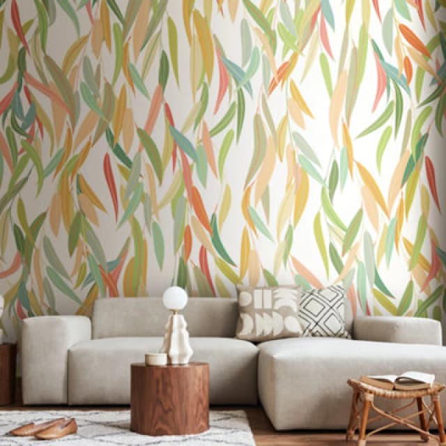 Origin Murals Willow Leaves - Apple Green Matt Smooth Paste The Wall Mural 350Cm Wide X 280Cm High