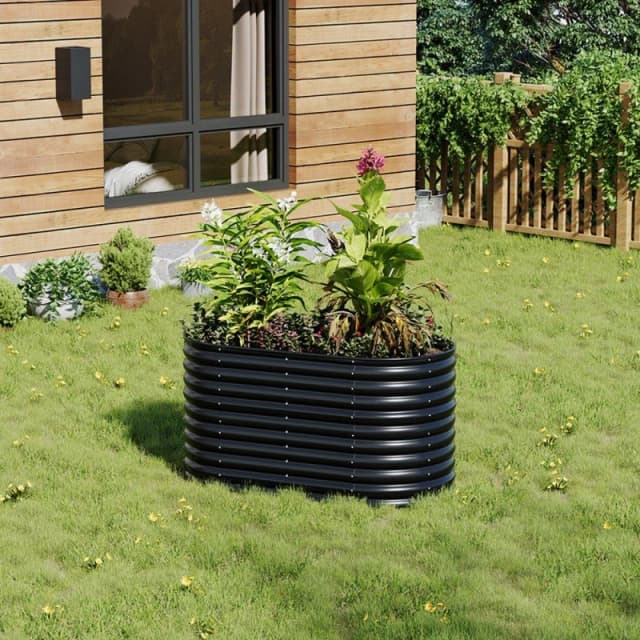 Breeins Oval-Shaped Galvanized Steel Raised Garden Bed Black unisex One size