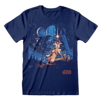 Star Wars - New Hope Vintage Poster Unisex Large T-Shirt - Navy