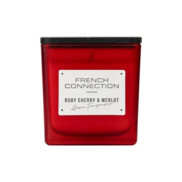 French Connection French Connection Square Cherry & Merlot Candle Long-Lasting Luxury Gift in Red Size: Medium Red Medium Unisex 5056791600290