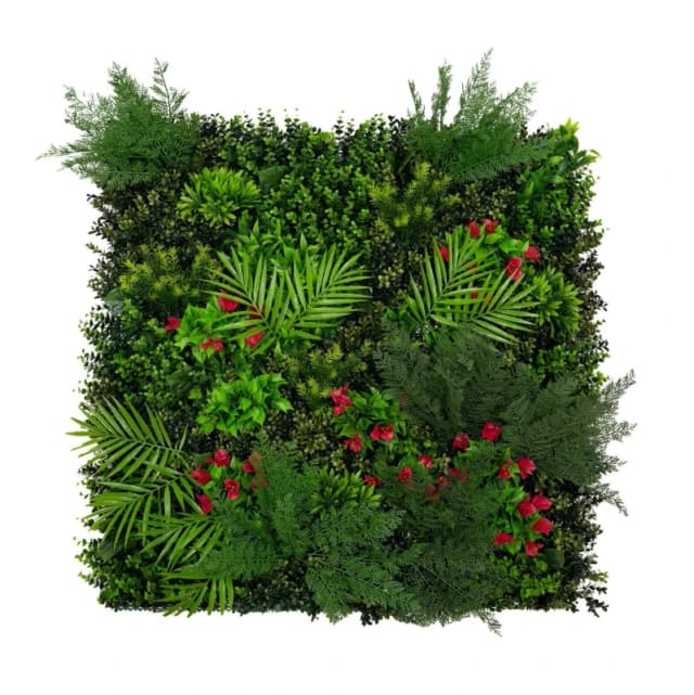 Monstershop Artificial Plant Wall Panel 100 x 100cm Mira Living Foliage Greenery Tiles Indoor Outdoor Weather & UV Resistant Green