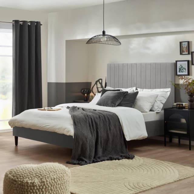 FurnitureboxUK FurnitureboxUK Aster Classic Solid Wood Bed Frame Upholstered in Velvet in Light Grey Size: Double Light Grey Double Unisex 505654269