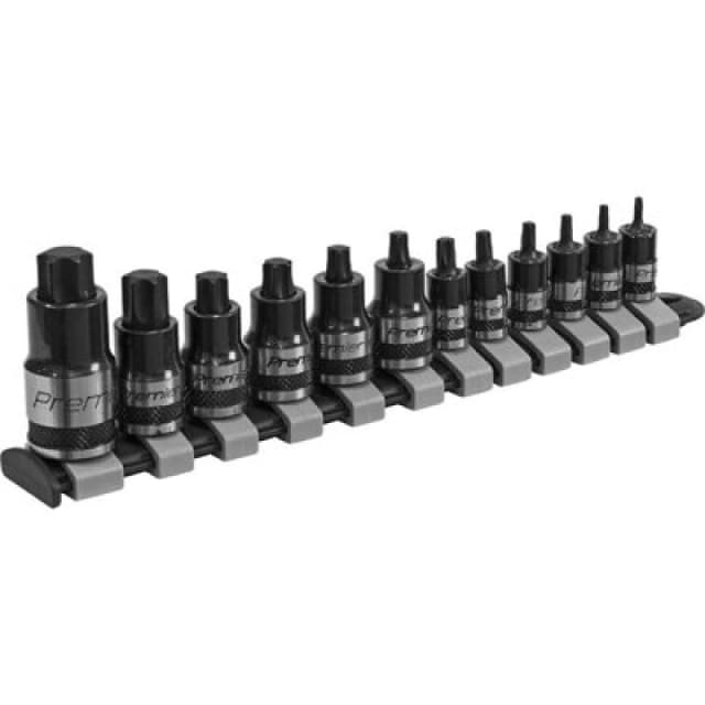 Loops 12pc TRX Star STUBBY Socket Bit Set - 1/4" 3/8" 1/2" - Square Drive Short Shaft Multi