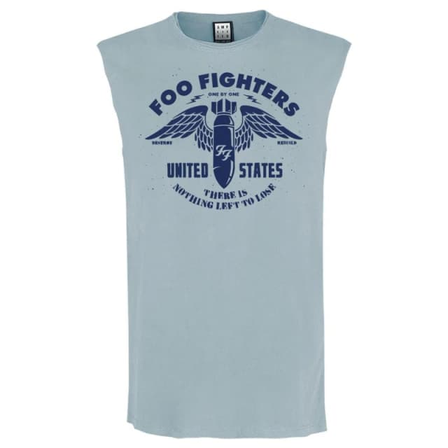Amplified Amplified Men One By One Foo Fighters Sleeveless Tank Top in Pale Blue Size: Medium Pale Blue M Male 5063527631589