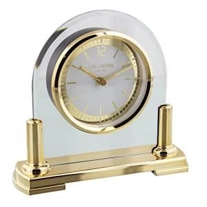 Arched Glass Mantel Clock - Gold Stand