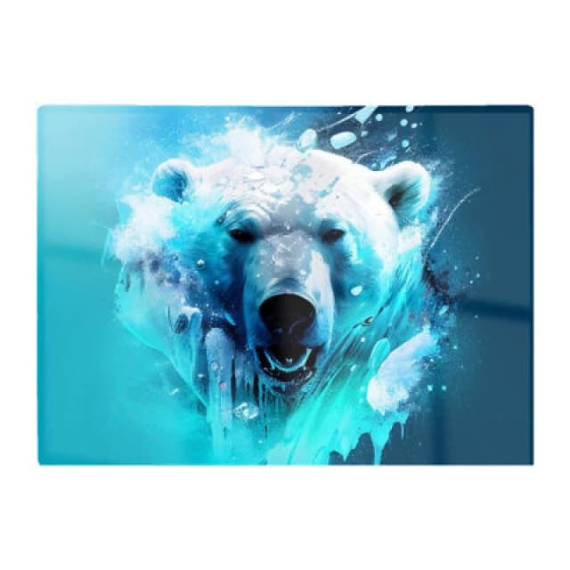Warren Reed Designer Polar Bear Face Splashart Glass Chopping Board