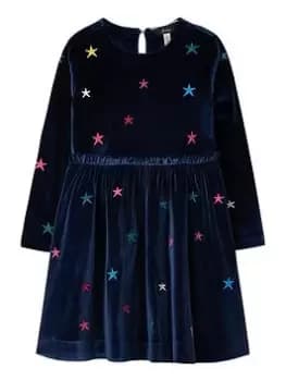 Joules Girls Star Velour Dress - Navy, Size 2 Years, Women