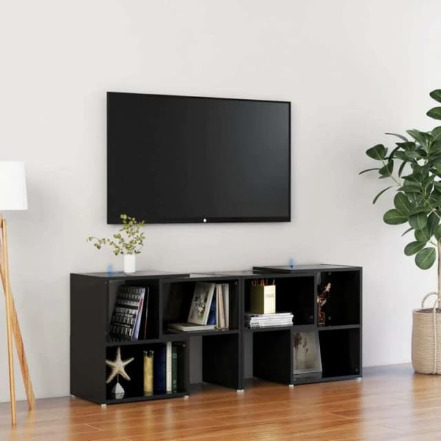 VIDAXL TV Cabinet High Gloss Black 104x30x52cm Engineered Wood Vidaxl 8720286606971