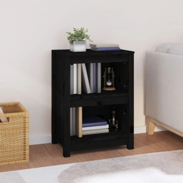 Vidaxl Book Cabinet Black 50X35X68cm Solid Wood Pine, Black 821703