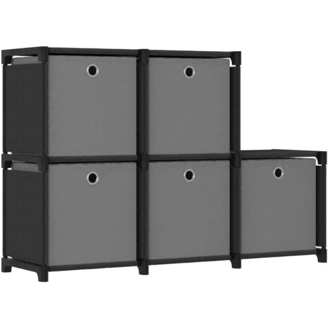 VIDAXL Vidaxl - 5-Cube Display Shelf with Boxes Black 103x30x72.5cm Fabric 8720286042601