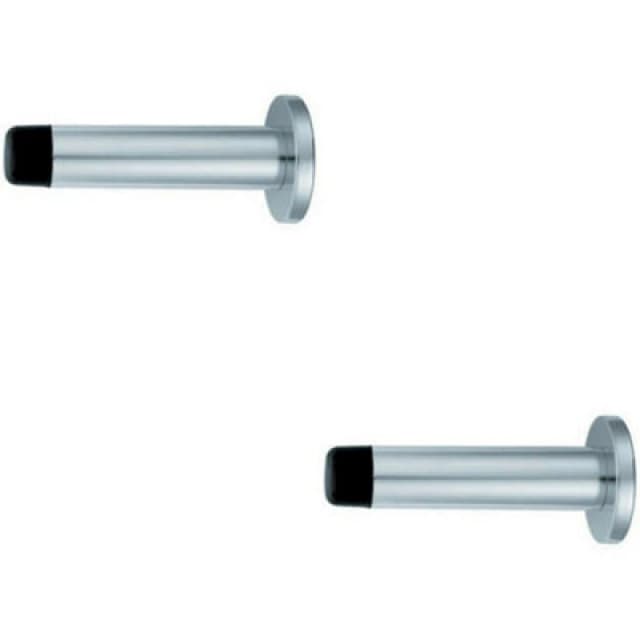 Loops 2x Wall Mounted Doorstop Cylinder on Round Rose 72 x 16mm Polished Aluminium Multi