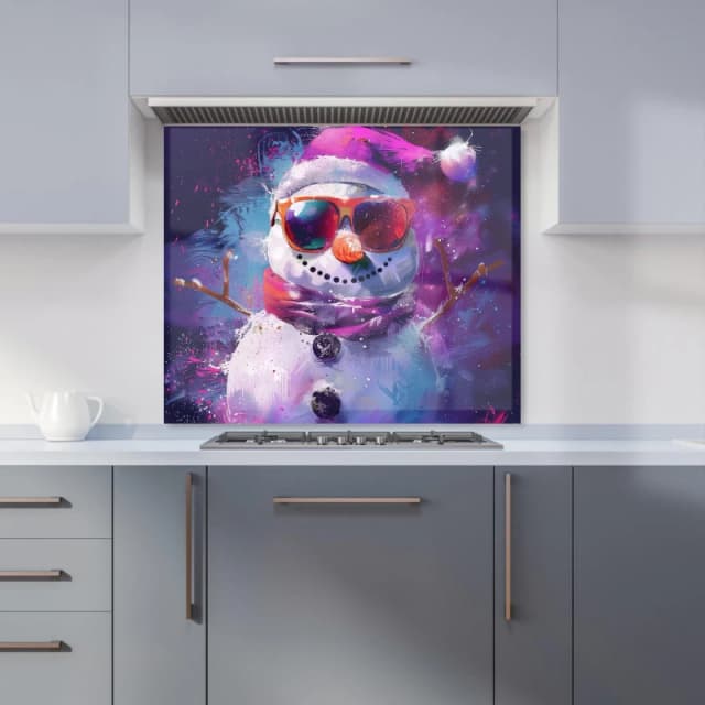 Warren Reed - Designer Cosmic Snowman Celebration Kitchen Splashback Size: 600mm x 750mm Multicolor Unisex 600mm x 750mm