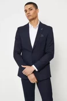 Mens Slim Fit Navy Tonal Grindle Suit Jacket - 48R