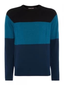 Mens Michael Kors Colour block wool jumper Black