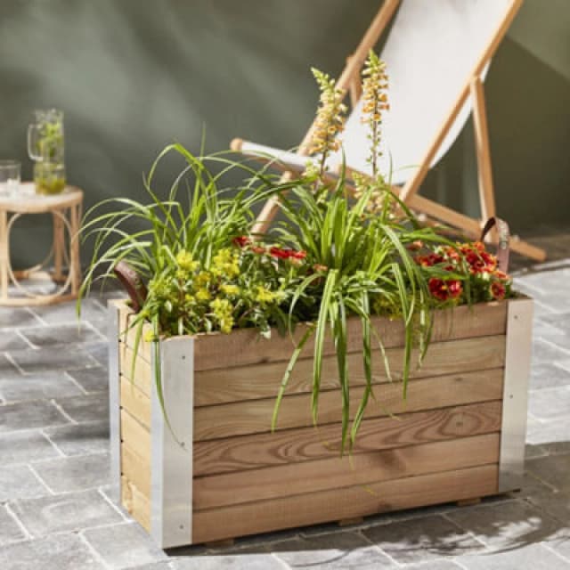 Cerland Bambou Outdoor Rectangular Wooden Planter 80Cm