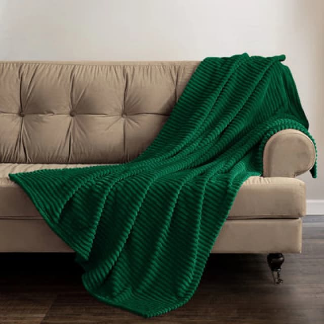 Velosso Thermal Soft Ribbed Cord Throw Blanket For Sofa, Bed, Armchair, Couch - 150Cm X 200Cm, Emerald