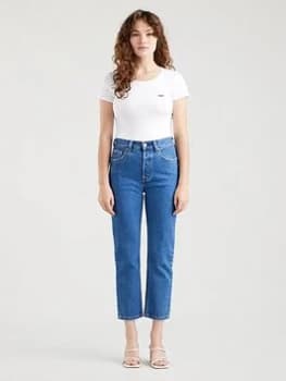 Levis Levis 501 High Rise Straight Leg Crop Jean - Blue Size 26, Inside Leg 28, Women