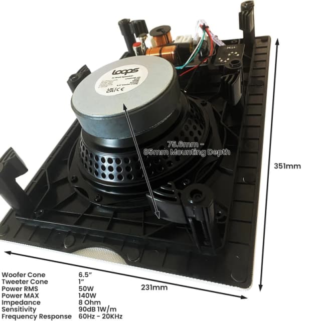 Loops 1100W Bluetooth Sound System & 4x 140W In Wall Speakers - 4 Zone Multi Room Amp Multi unisex