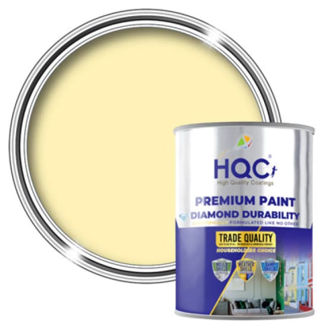 Hqc Vinyl Matt Emulsion Paint - Matt Finish For Interior Walls & Ceilings - Light Yellow - 1L