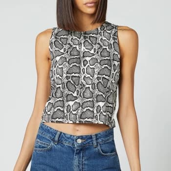 Calvin Klein Jeans Womens Aop Reptile Crop Top - Muslin Reptile AOP - M