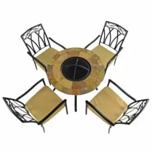 Bayfield Firepit 89Cm Table With 4 Ascot Chairs Set