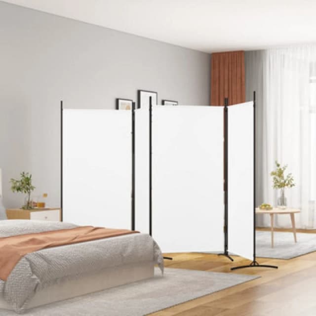 Vidaxl 4-panel Room Divider White 346X180 Cm Fabric, White 350262