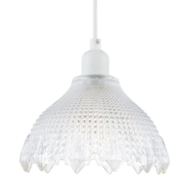 Happy Homewares Classic Ornate Round Clear Glass Pendant Shade With Moulded Design