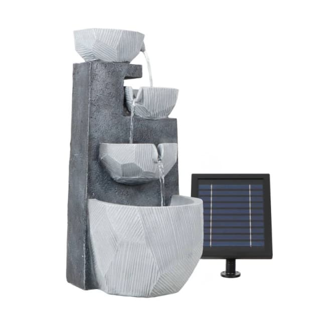 Gardenwize Solar Powered Garden Water Feature Decorative Outdoor Water Fountain in Charcoal Charcoal Unisex