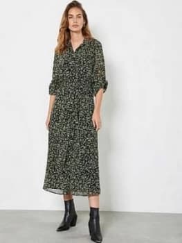 Mint Velvet Brooke Floral Print Midi Shirt Dress - Black