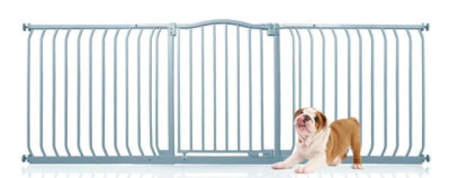 Bettacare Curved Top Dog Gate, 197Cm - 206Cm, Matt Grey, Pressure Fit Pet Gate For Dog And Puppy, Pet And Dog Barrier