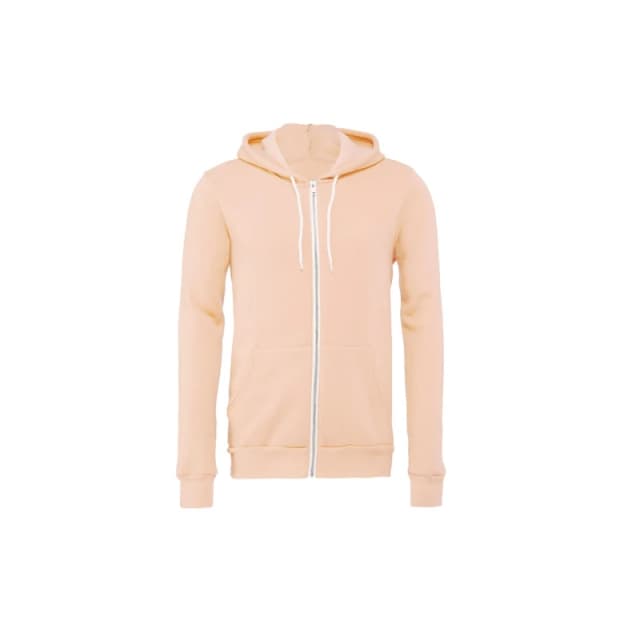 Bella + Canvas Mens Fleece Full Zip Hoodie in Peach Size: XS Peach Male XS