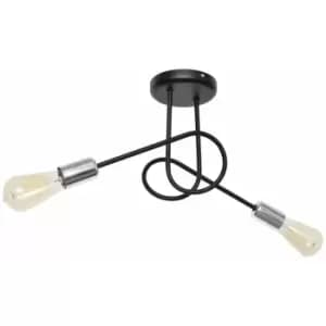 Helam Oxford Multi Arm Semi Flush Ceiling Light Black, Chrome 38cm