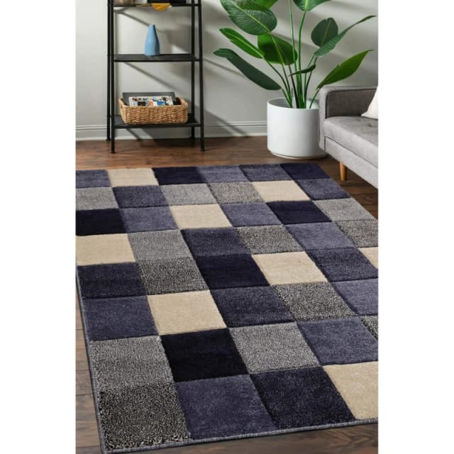 Homemaker Newport Blocks Rug Blue Persian Rugs 80x150cm Blue 40826018001