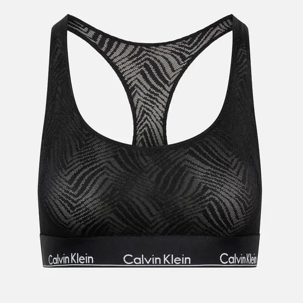 Calvin Klein Modern Semi-Sheer Stretch-Lace Unlined Bralette - L Black Underwear and Nightwear female 000QF7708EUB1 L