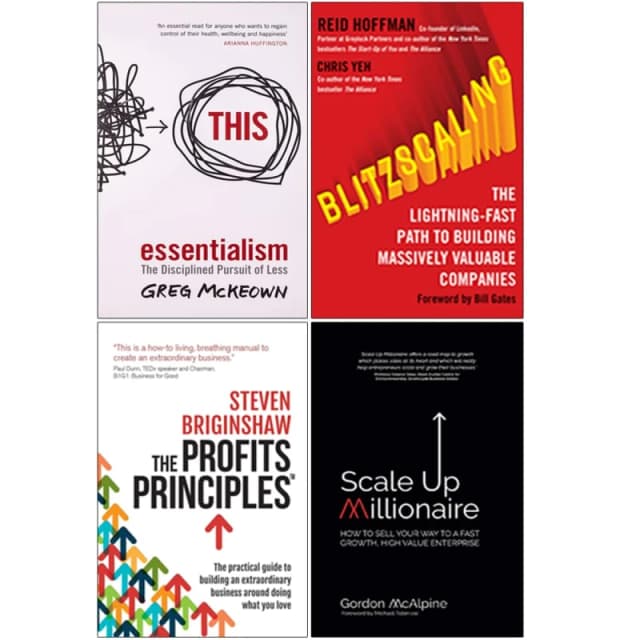 Blitzscaling, Profits Principles, Scale Up & Essentialism 4 Books Collection Set Various Books
