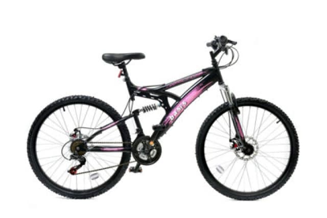 Basis 1 Full Suspension Mountain Bike - 26" Wheel - 18 Speed Black Pink