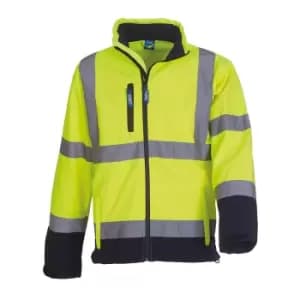 Yoko Mens Hi-Vis Sofshell Jacket (2XL) (Hi-Vis Yellow/Navy)