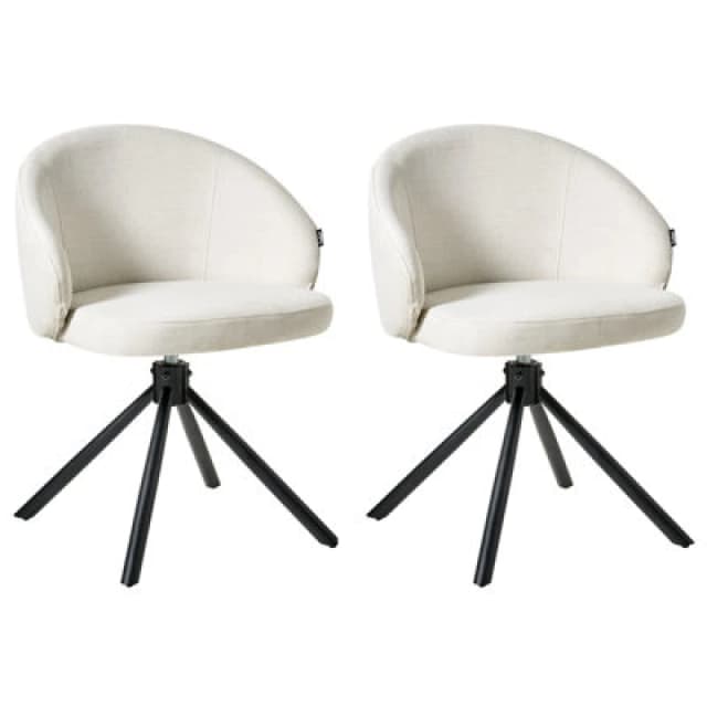 Beliani Set Of 2 Dining Chairs Swivel Ovalo Fabric Off-White