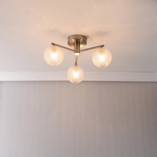 ValueLights Elle Brushed Chrome 3 Way IP44 Bathroom Glass Shade Ceiling Light Silver