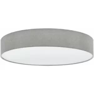 Loops - Flush Ceiling Light Colour White Shade Grey White Fabric Linen Bulb E27 5x25W